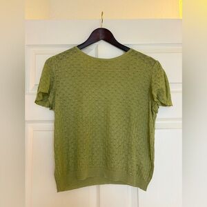 Chloe Vintage Woven Olive Green Women's Top, medium, good condition